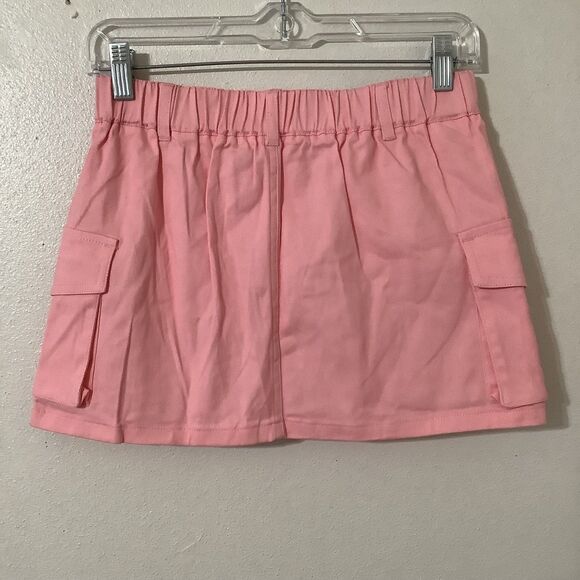 Pastel Pink Girly Feminine Preppy Coquette Casual Cargo Micro Mini Skirt Small - Picture 4 of 7
